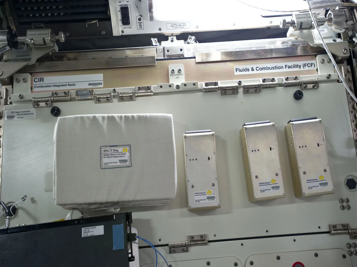 Airgloss sensors mounted on a rack inside the ISS